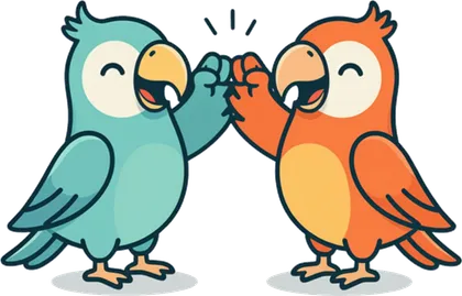 2 parrots high-fiving
